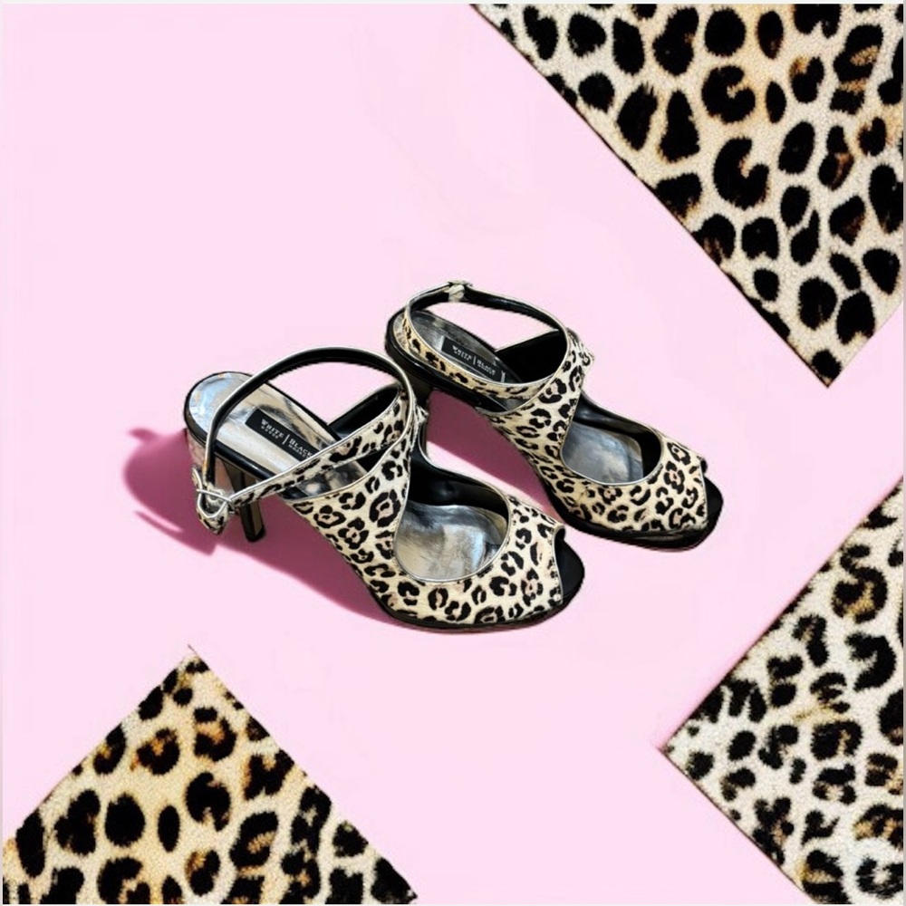White House Black Market Leopard Print Peep-Toe Heels